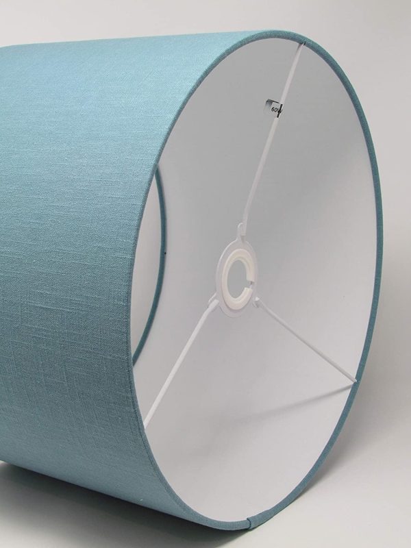 Handmade Plain Teal Blue Linen Textured Fabric Drum Lampshade Lightshade - Image 8