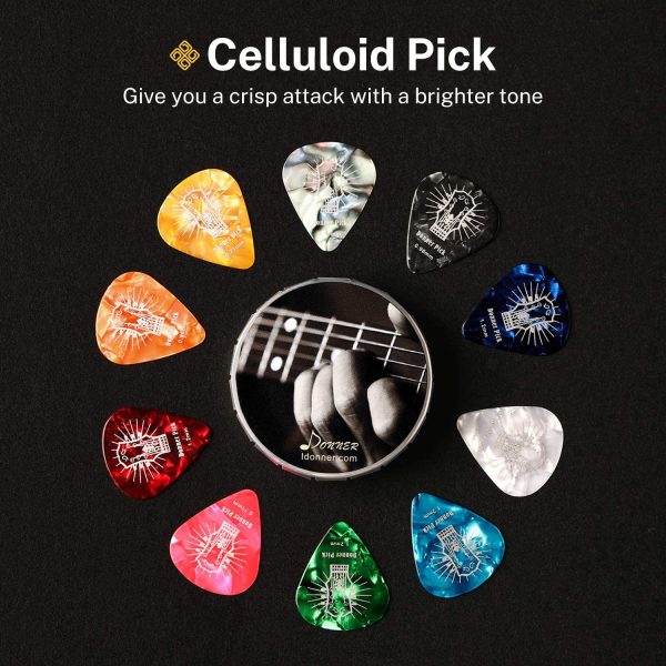 Celluloid Guitar Picks, Donner 16pcs Guitar Plectrum Including Thin, Medium, Heavy & Extra Heavy Gauges (0.46mm-1.2mm) - Image 4