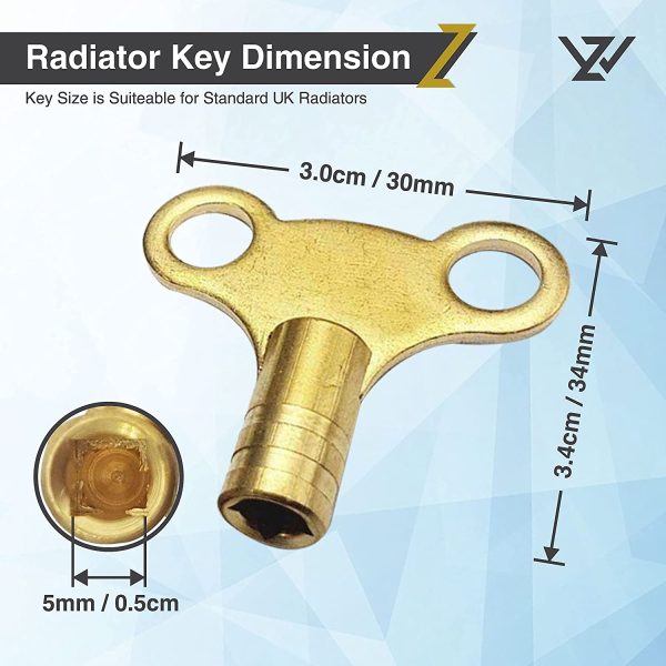 Radiator Bleed Key- Radiator Valve Clock Key for Bleeding and Air Vent- Made of Solid Brass- Pack of 2 - Image 7