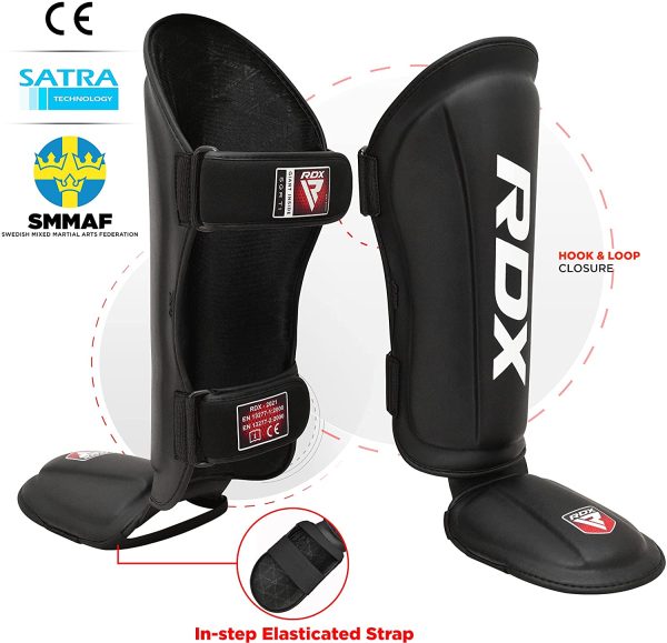 RDX Shin Guards Kickboxing Muay Thai, SATRA SMMAF Approved, Premium Maya Hide Leather, Leg Instep Protection Pads, MMA Martial Arts kicking Sparring Training Gear, BJJ Karate Boxing Taekwondo, - Image 5