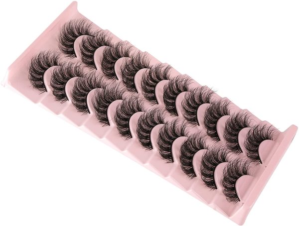 False Eyelashes Natural Fluffy Wispy Curly 3D Effect Short Lashes Lightweight 10 Pairs Pack 16MM by Wiwoseo - Image 3