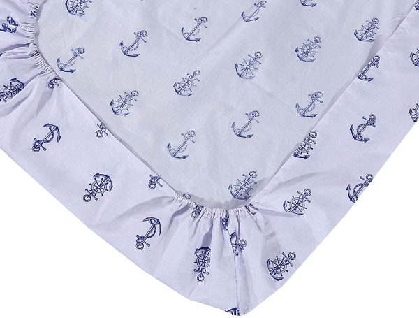 2 X Cot Bed Fitted Sheets, 70 x 140 cm - Anchor Blue - Image 2