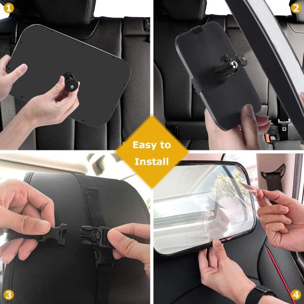 Baby Car Mirror for Back Seat, Baby Rear View Mirror for Car to See Rear Facing Infants, Babies, Kids and Child, Shatterproof, 360 ?? Rotation - Black