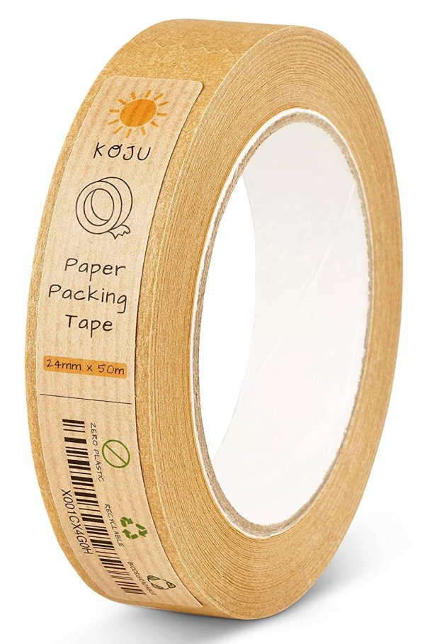 KOJU Kraft Paper Packing Tape 24mm x 50m | 1/3/6 packs | Eco Friendly, Recyclable & Biodegradable Brown Paper Tape for Packaging Parcels & Moving House Boxes | Strong, Heavy Duty Parcel Tape (1) - Image 6