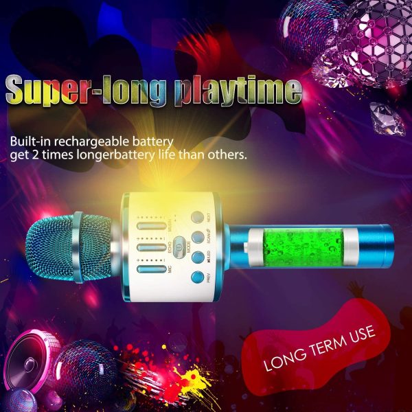 Microphone for Kids, Kids Microphone for Singing with LED Lights, Bluetooth Microphone Wireless with Speaker, Kids Karaoke Machine with Portable Microphone (MKF04-BU) - Image 7