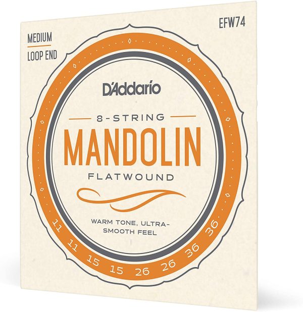 D'Addario EFW74 11-36 Medium Flatwound Mandolin Strings - Phosphor Bronze