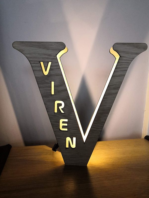 Personalised LED Wooden Night Light/Letter Lamps ?C Free Standing - Image 6