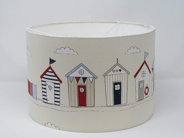 Blue Beach Hut Drum Lampshade - Image 2