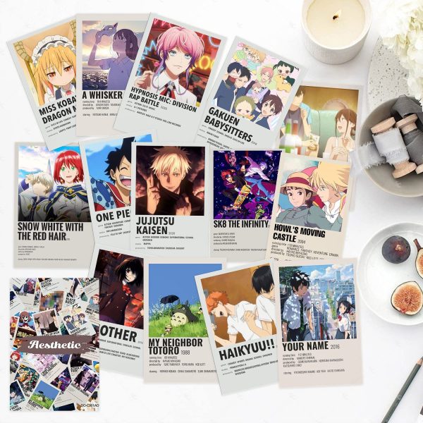 GROBRO7 50Pcs Anime Movie Wall Collage Kit, Aesthetic Picture Indie Room Decor, Art Posters for Dorm Decor, Wall Art Prints for VSCO Girls Boys, Aesthetic Photo Display, Bedroom Decor for Anime Lovers