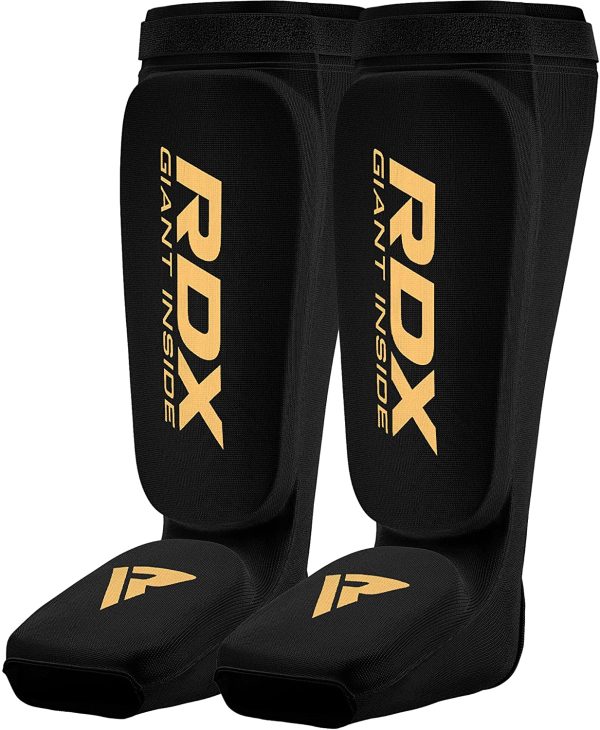 RDX Shin Guards Kickboxing Muay Thai, SATRA Approved, MMA Leg Instep Protection Pads, Sparring Training Martial Arts Boxing, Elasticated Padded Protector, karate BJJ Taekwondo Gear, Men Women - Image 4