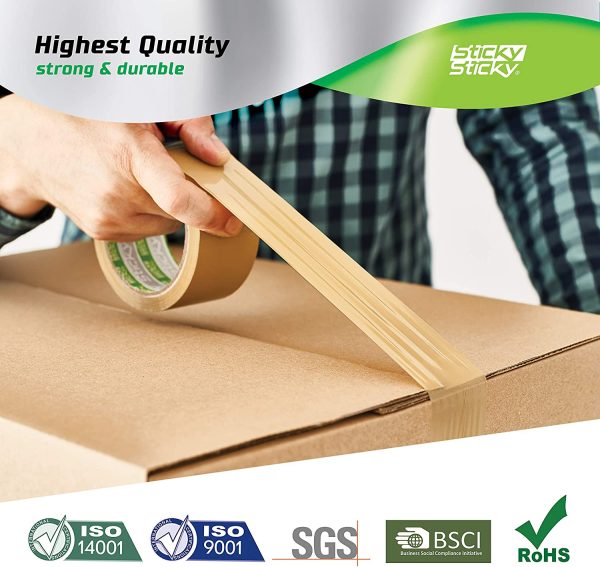 Packing Tape 6 Rolls Brown Parcel Tape 48mm x 60m Strong for Moving House, Packing Parcels, Cardboard Boxes & Carton Strong Packaging Tape - Image 2