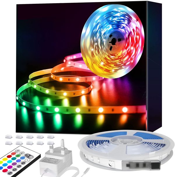 LED Strips Lights 5M,  16.4Ft RGB SMD 5050 Dimmer Led Strip Lights with Remote Mood Light for Home Kitchen Christmas Wedding Party DIY Decoration - Image 2