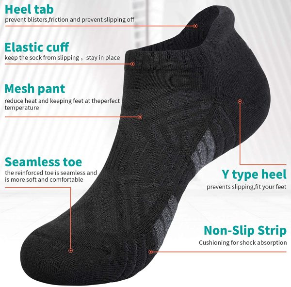 Lapulas Running Socks, 6 Pairs Cushioned Trainer Socks Sports Socks Mens Socks Cotton Ankle Socks for Men Women Ladies Low Cut Anti-Blister Breathable Athletic Socks Walking Socks (6 Pairs/ 3 Pairs) - Image 5