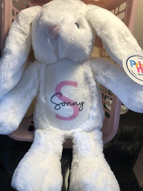 Personalised Bunny Rabbit Soft Toy with Name & Initial, Customisable Baby Gift, New Baby Gift, Newborn Baby Gift, Baby Boy, Baby Girl, Custom Teddy Bear, Keepsake, Baby Shower Gift, Christening Gift, Easter Bunny, Easter Gift - Image 2