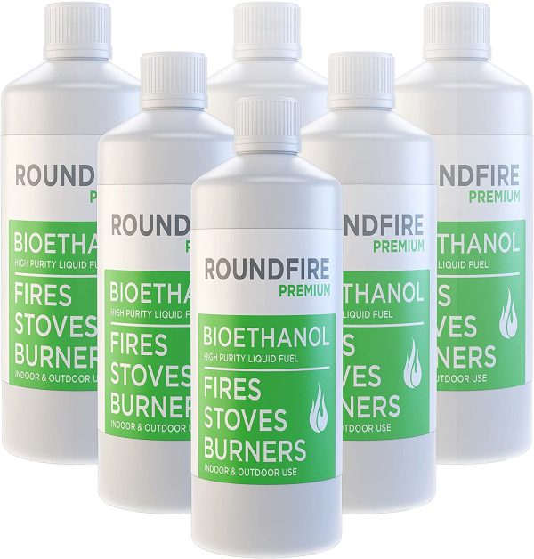 ROUNDFIRE Premium Bioethanol - For Fires Stoves Burners - Clean Burning Bio Ethanol Fuel ?? (6 Litres)