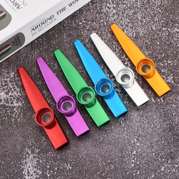 Hicollie 6PCS Metal Kazoo Musical Instruments Multipack Kazoo Sets Gift Instrumental Accompaniment 6 Different Colors for Kids Music Lover - Image 2