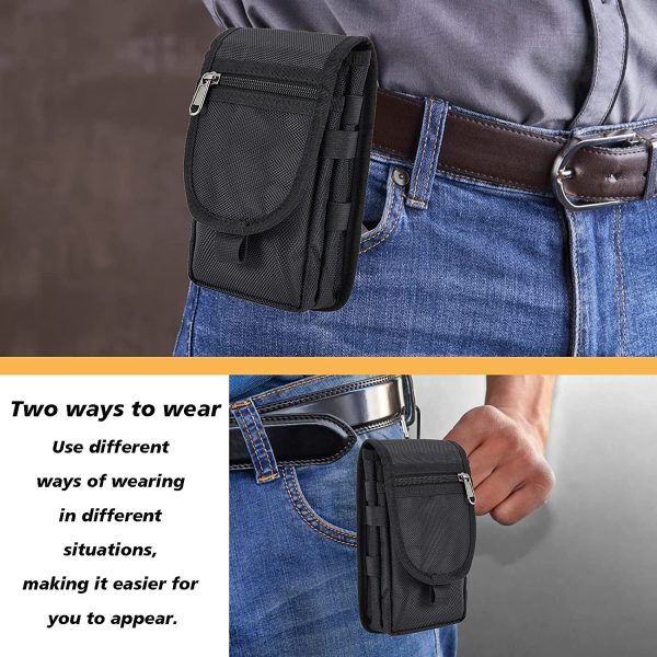 Large Smartphone Pouch Belt Pouch, Cell Phone Holster, Phone Case Tool Holder Gifts,Tactical Carrying Case Belt Loop Pouch Men's, Women's Waist Pocket for Hiking, Camping, Barbeque, Rescue Essential - Image 3