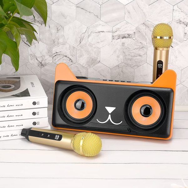 Karaoke Machine with 2 Wireless Microphones S SMAUTOP Rechargeable Bluetooth Speaker Portable PA System Karaoke Singing Machine with Phone Holder for Kids & Adults, Support AUX / USB / TF Card Input - Image 4