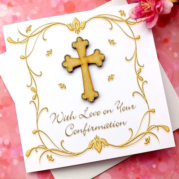 Confirmation Card for Girl or Boy with Wooden Cross Luxury Handmade Cards by Bright Heart Design - Image 6