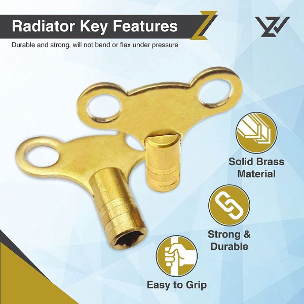 Radiator Bleed Key- Radiator Valve Clock Key for Bleeding and Air Vent- Made of Solid Brass- Pack of 2 - Image 3