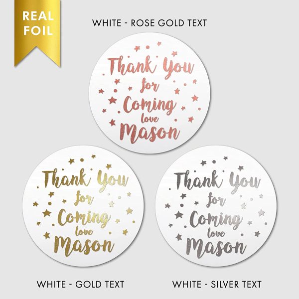 Personalised Stars Birthday party stickers, Rosegold Gold Silver Birthday stickers with custom name and number, Custom round sticker"Thank you for coming", Personalised labels stickers - BIRTHDAY36 - Image 3