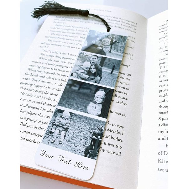 Father's Day Personalised Metal Photo Booth Bookmark with Tassel | Photo Gift for Dad