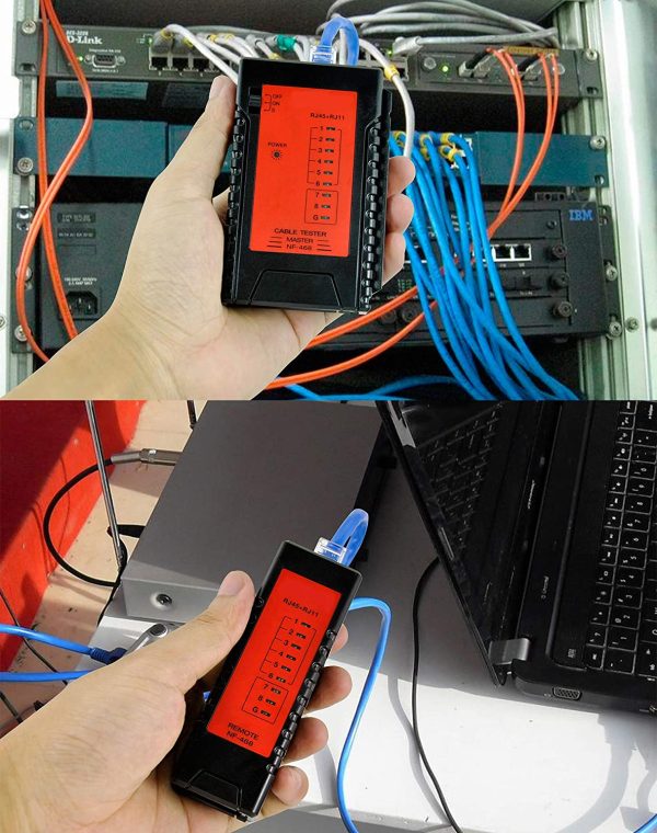 Network LAN Cable Tester 60V RJ45 RJ11 RJ12 Cat5 Cat6 UTP Phone Wire Automatic Test Tool - Image 3