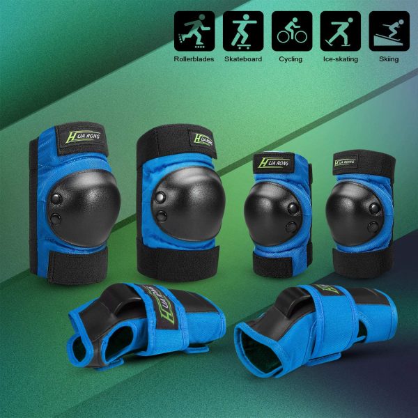 Everwell Protective Knee Pads Set, Gear Set with Knee Elbow Wrist Pads for Kid Children Teenager Adult for Rollerblading, Skating, Skateboard, Scooter etc