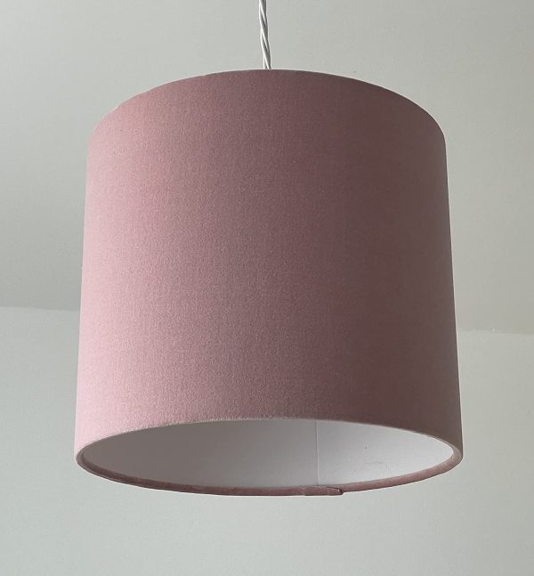 Blush Pink Velvet Drum Lampshade - Image 2