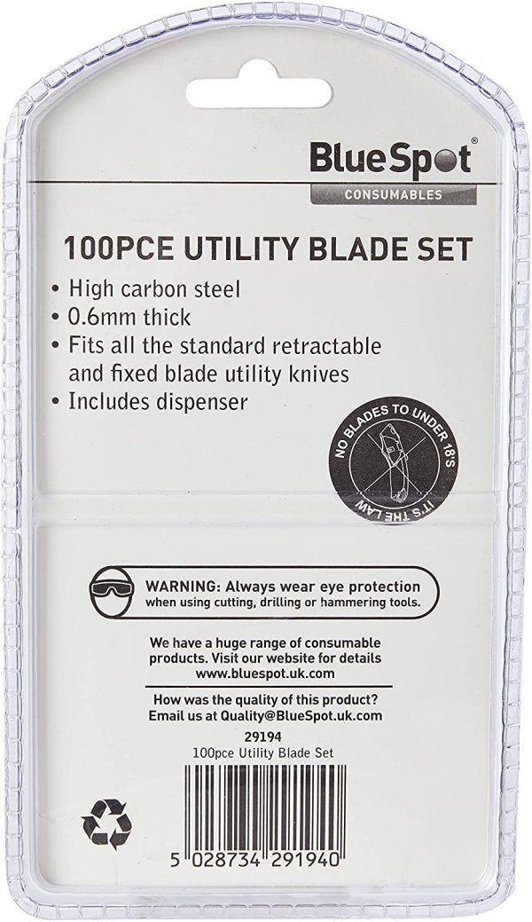 Blue Spot 29194 Utility Blades in Holder (100 Pieces) - Image 2