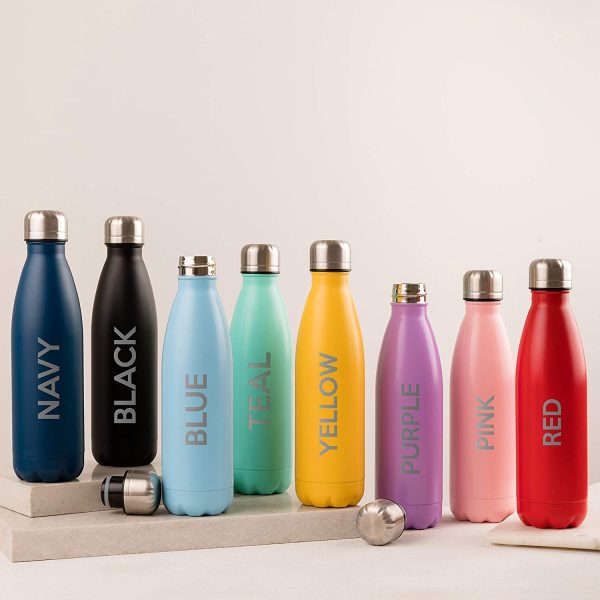 Personalised Name Metal Water Bottle - Insulated Drinks Flask For Him - Unique Birthday Gifts For Men - 500ml Coloured Metal Water Bottle - Image 3