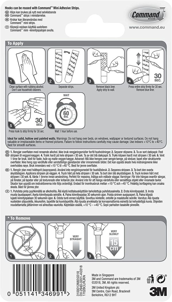 Command 17026CLR Decorating Clips, Pack of 20 Mini Hooks and 24 Small Adhesive Strips, Transparent - Hanging Clips for Decorations and Fairy Lights, Wall Adhesive - Damage Free Hanging - Image 5