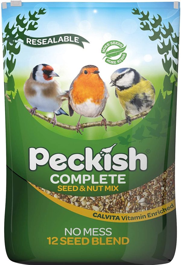 Peckish 60050105 Complete Seed and Nut No Mess Wild Bird Food Mix, 12.75kg, transparent