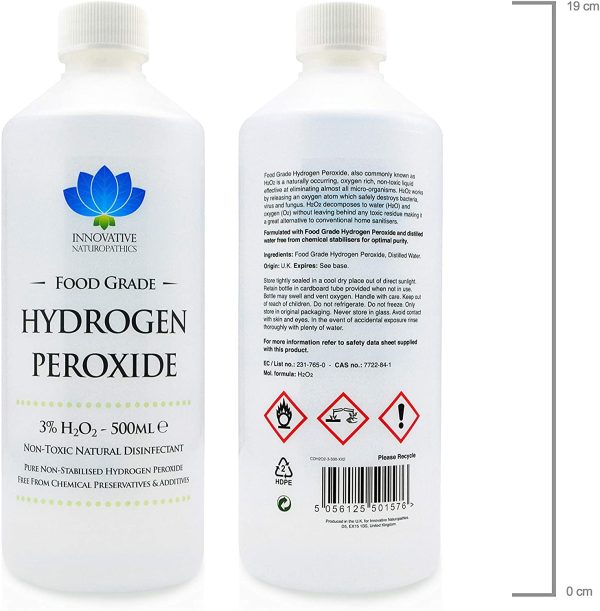 Food Grade Hydrogen Peroxide - Purest Grade 3% - 500ml - Unstabilized and Additive Free - 10 Vols - Image 2