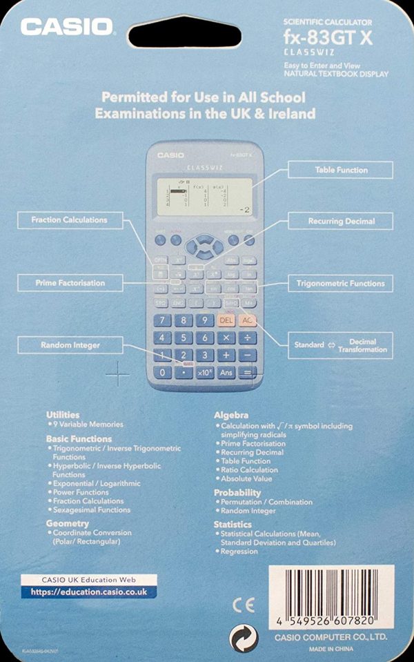 Casio Scientific Calculator FX-83GTXBLUE - Image 3