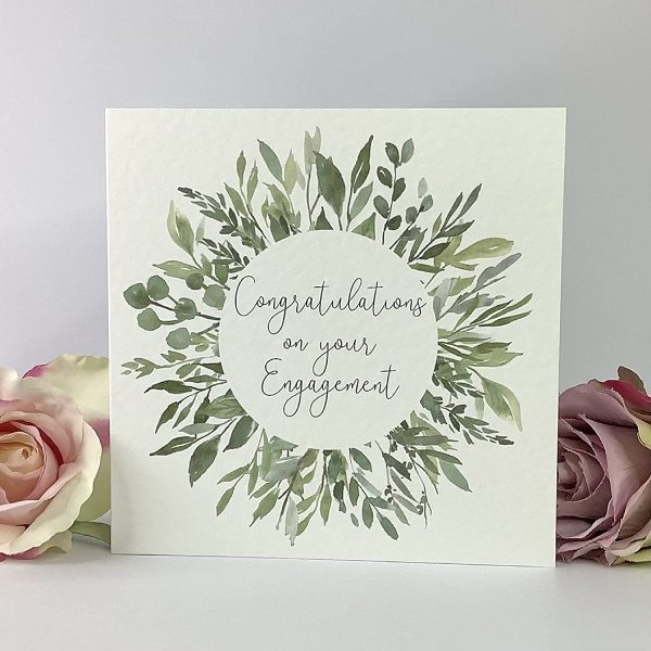 Greenery Engagement Card | Congratulations on your Engagement card | Greeting Card | Miss to Mrs | Bride to be card | 145mm x 145mm Square Card - Image 2