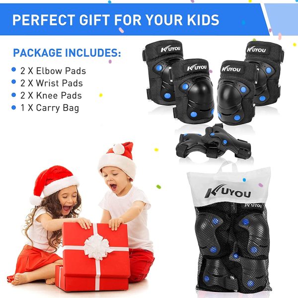 Kids Knee Pads with Gift Box,6 in 1 Protective Gear Set with Elbow Pads,Wrist Guard for Cycling Skateboard Roller Skating Scooter Bike BMX Ski Sports Boys Girls Youth - Image 4