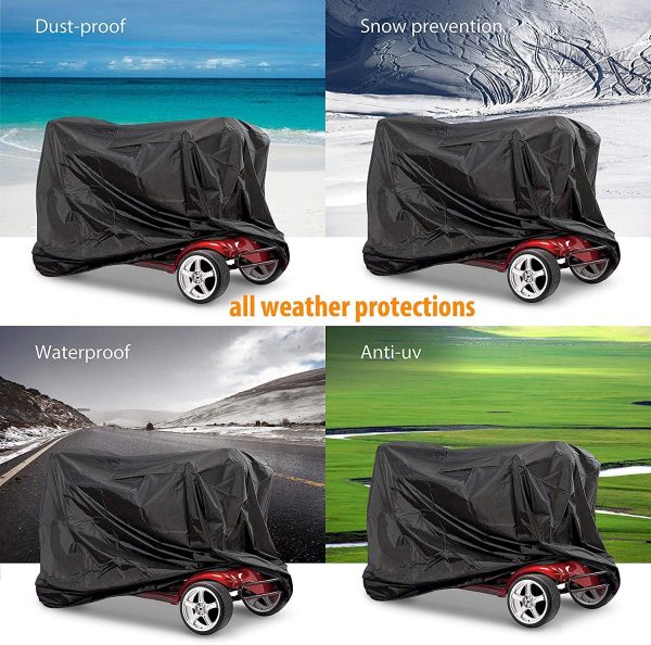 Waterproof Mobility Scooter Cover,Heavy Duty Wheelchair & Scooter Storage Protective Cover Waterproof,Outdoor Rain Cover with Elastic Band for Disability Scooter Protects from Rain Dust Sun - Image 7