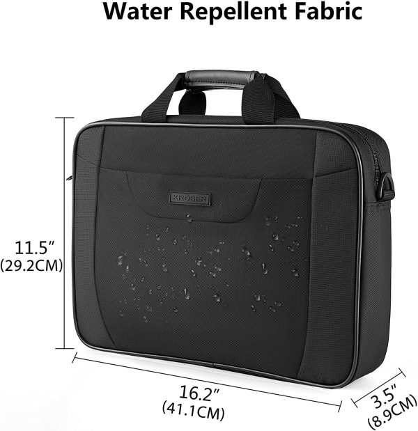 Laptop Bag 15.6 Inch Briefcase Laptop Shoulder Messenger Bag Water-Repellent Lightweight Urban Office Bag Business Carrying Handbag School Computer Bag for Men/Women-Black - Image 3