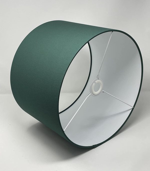 Dark Green Cotton Drum Lampshade - Image 2