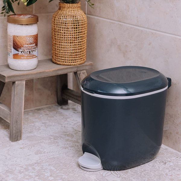 Premium Deluxe Bathroom Office Pedal Bin with Inner, 3.5 Litre, Charcoal Grey & Light Grey - Image 3