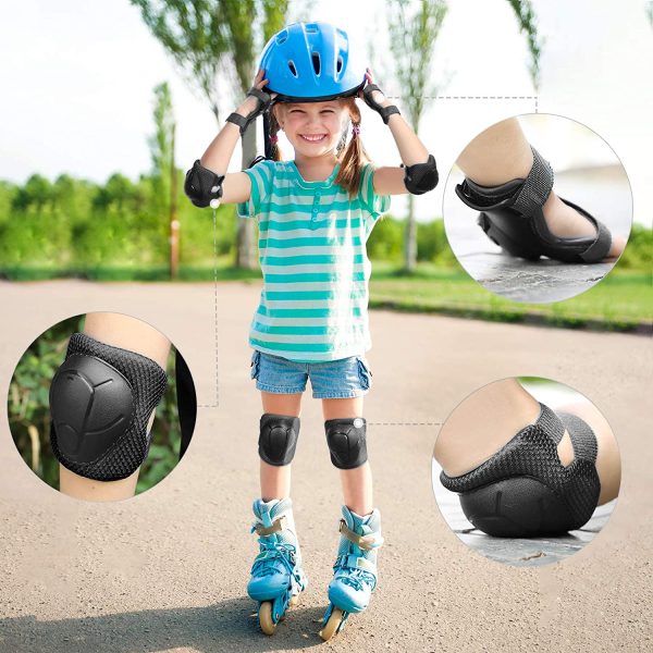 KUYOU Kids Knee Pads Set,6 in 1 Kit Protective Gear Knee Elbow Pads with Adjustable Wrist Guards Toddler Children Protection Safety for Rollerblading BMX Bike Bicycle - Image 3