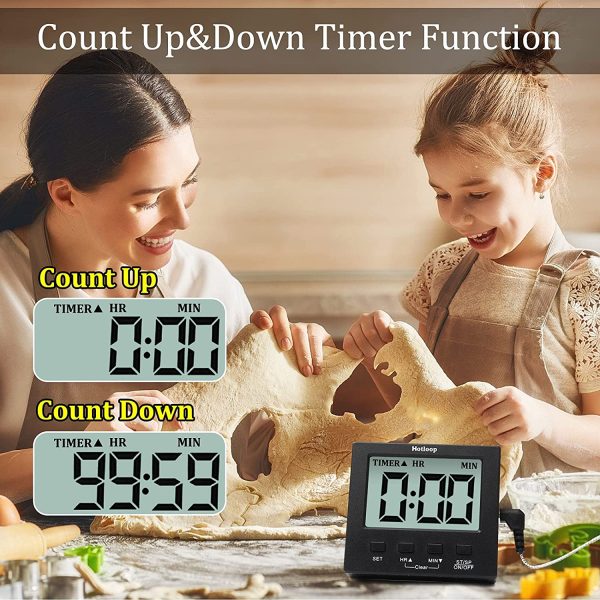 Hotloop Digital Meat Thermometer Oven Thermometer with High/Low Temperature Alarm, Kitchen Timer, Food BBQ Thermometer with Orange LCD Backlighting, Temperature Range -50-300?? C - Image 7