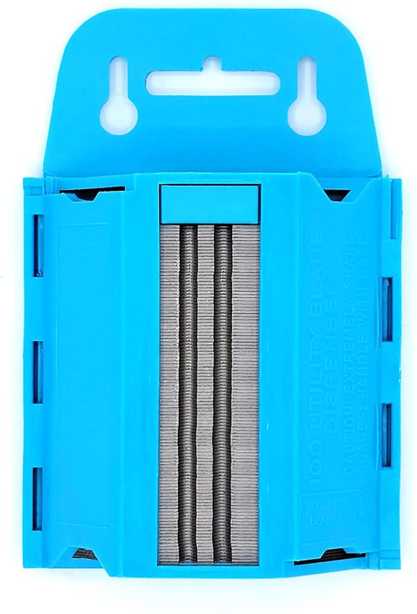 OX OX-P222110 PRO Series Knife Blades and Blades Dispenser - Pack of 100 Blades - PRO Series Black & Blue Variant