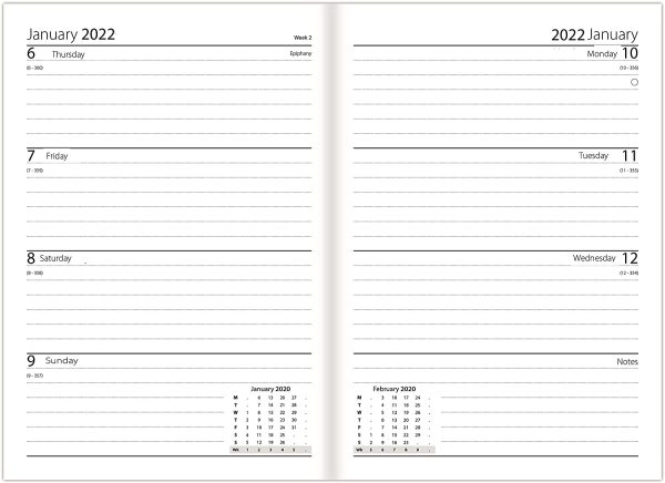 Premium Quality A5 Week to View Black Diary 2022 Front-Padded and Gilt-Edge-Corners 80gsm-Paper - Image 5