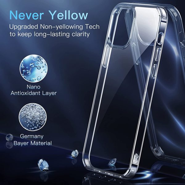 CASEKOO Crystal Clear Designed for iPhone 13 Pro Max Case 2021, [Never Yellow] [Shockproof Mil-grade Protection] Hard PC with soft TPU Protective Phone Cases, Thin Slim Fit Cover 6.7-inch 5G, Clear - Image 6