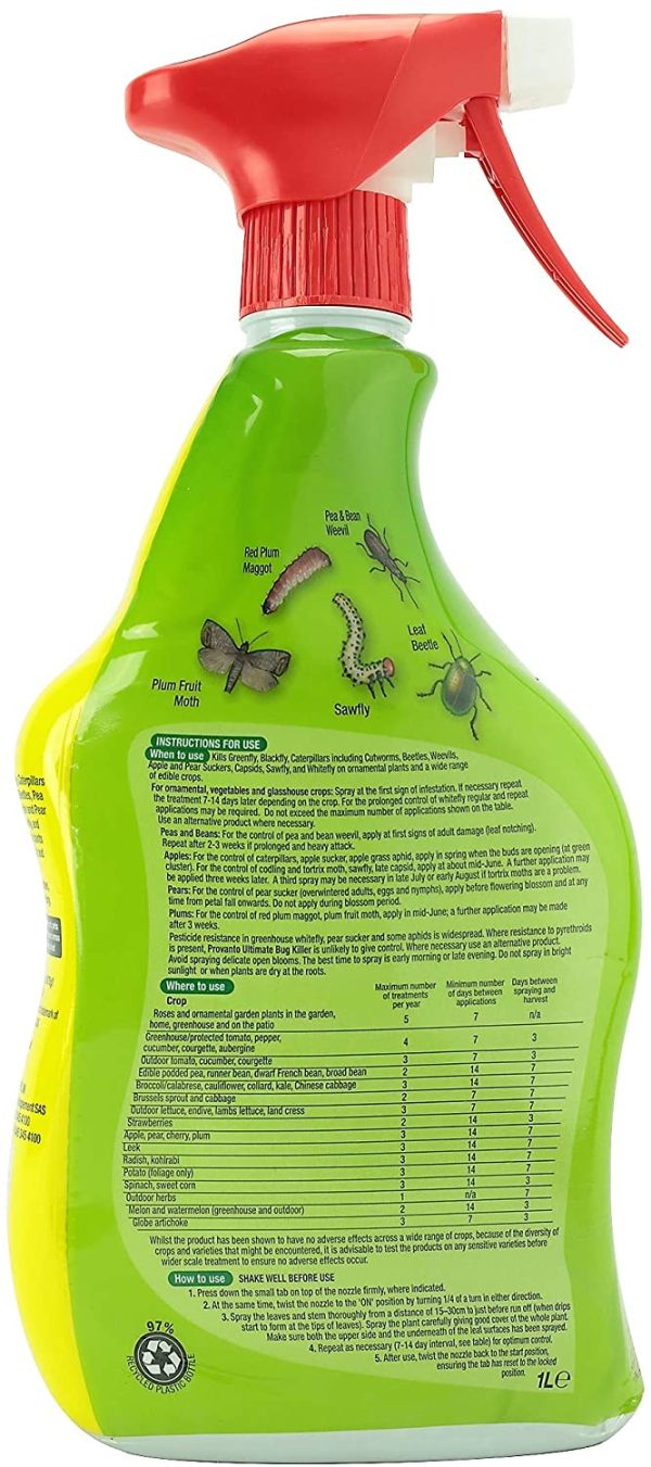 Provanto 86600250 Fungus Fighter Plus, Fungicide Protects For 3 Weeks, 1L, Ready-To-Use & 86600244 Ultimate Bug Killer, Insecticide Protects For up to Two Weeks, 1L, Ready-To-Use