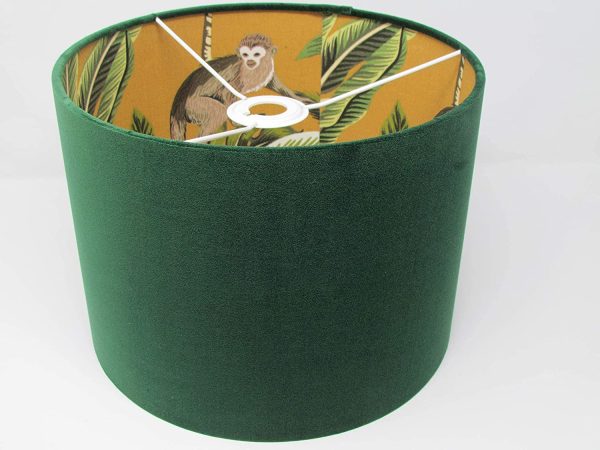 Forest Green Botanical Ochre Monkey Drum Lampshade - Image 7