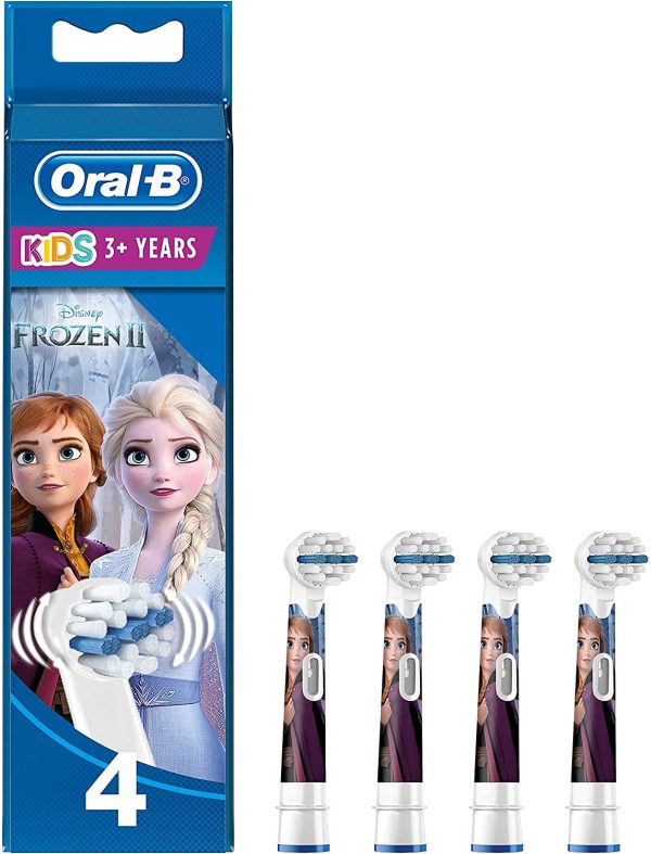 Oral-B Kids Electric Toothbrush Head, with Frozen 2 Characters, Extra Soft Bristles, For Ages 3+, Pack of 4, 2 Pin UK Plug - Image 2