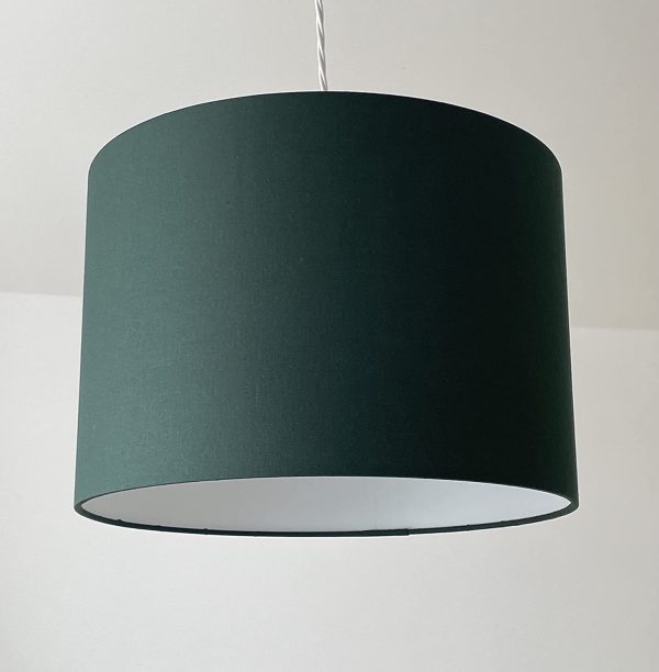 Dark Green Cotton Drum Lampshade - Image 9